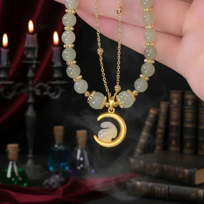Moon Rabbit Jade Bracelet - Sorceress Sanctuary Gold