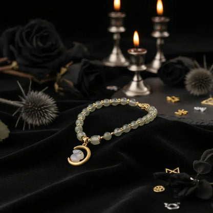 Moon Rabbit Jade Bracelet - Sorceress Sanctuary Gold