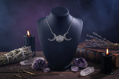 Moon Star Necklace - Sorceress Sanctuary Silver