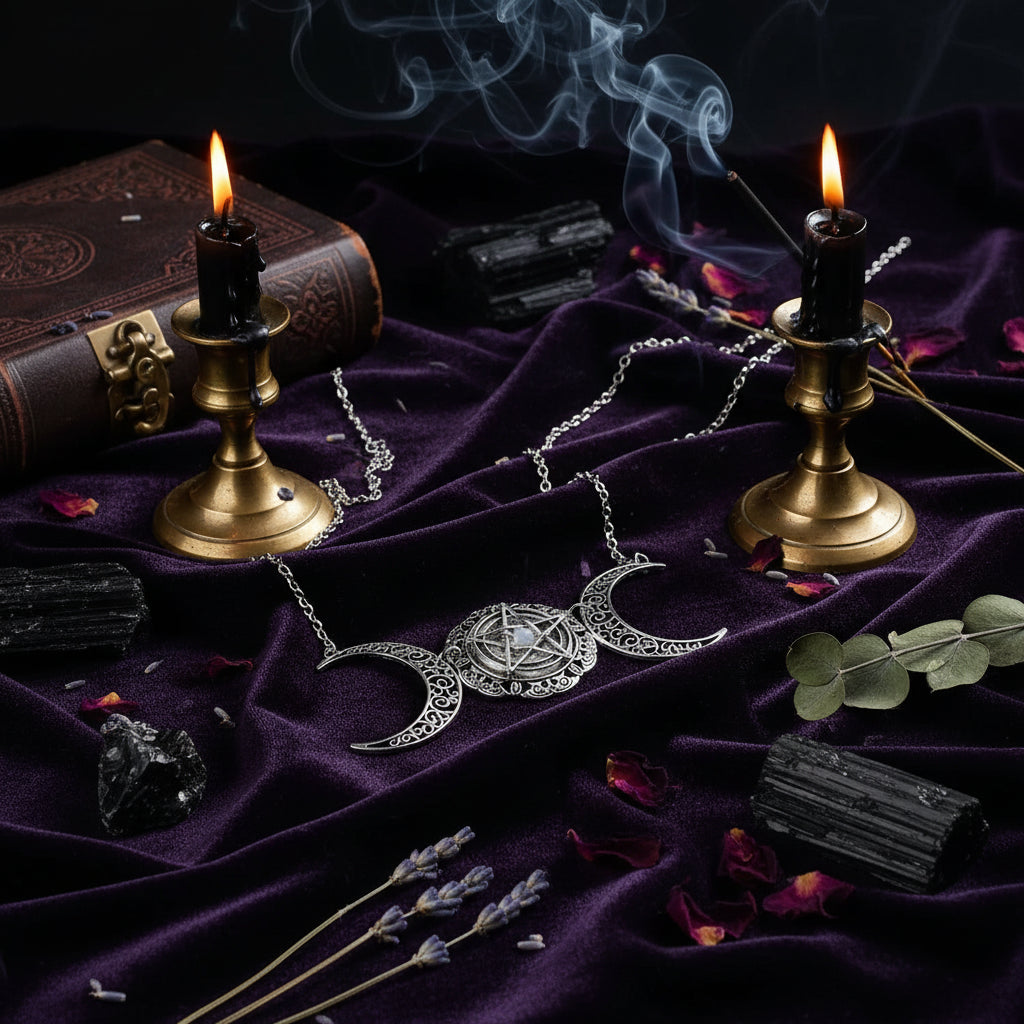 Moon Star Necklace - Sorceress Sanctuary Silver