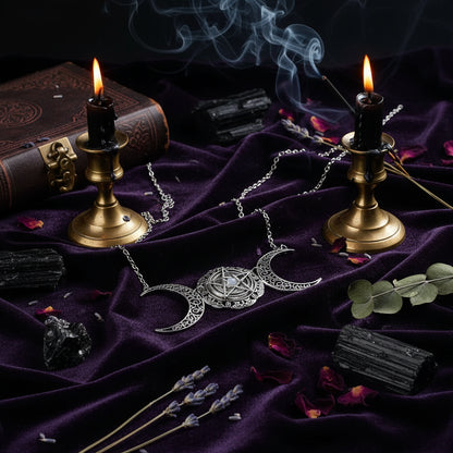 Moon Star Necklace - Sorceress Sanctuary Silver