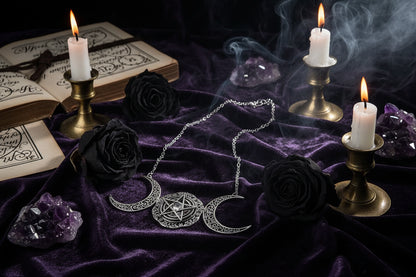 Moon Star Necklace - Sorceress Sanctuary Silver