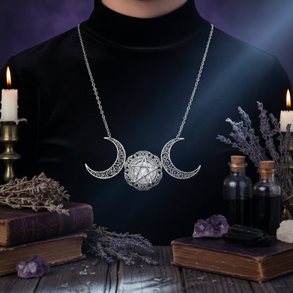 Moon Star Necklace - Sorceress Sanctuary Silver