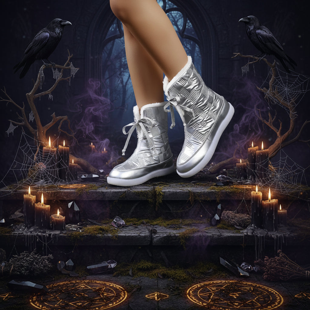 Women's Mid-Boots in Warm Velvet Cotton Material Sorceress Sanctuary