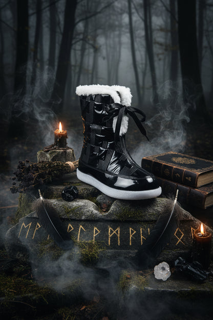 Women's Mid-Boots in Warm Velvet Cotton Material Sorceress Sanctuary