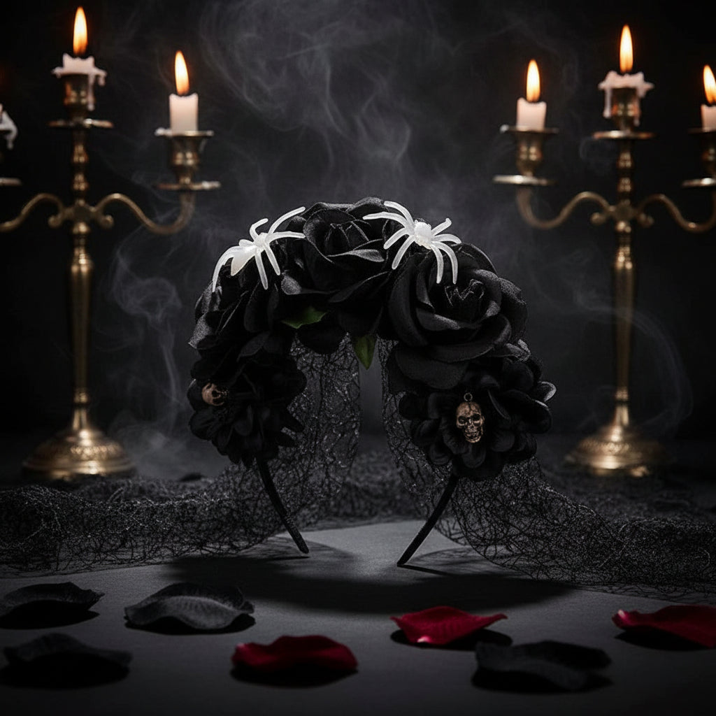 Rose Floral Headband for Day of the Dead Celebration Sorceress Sanctuary