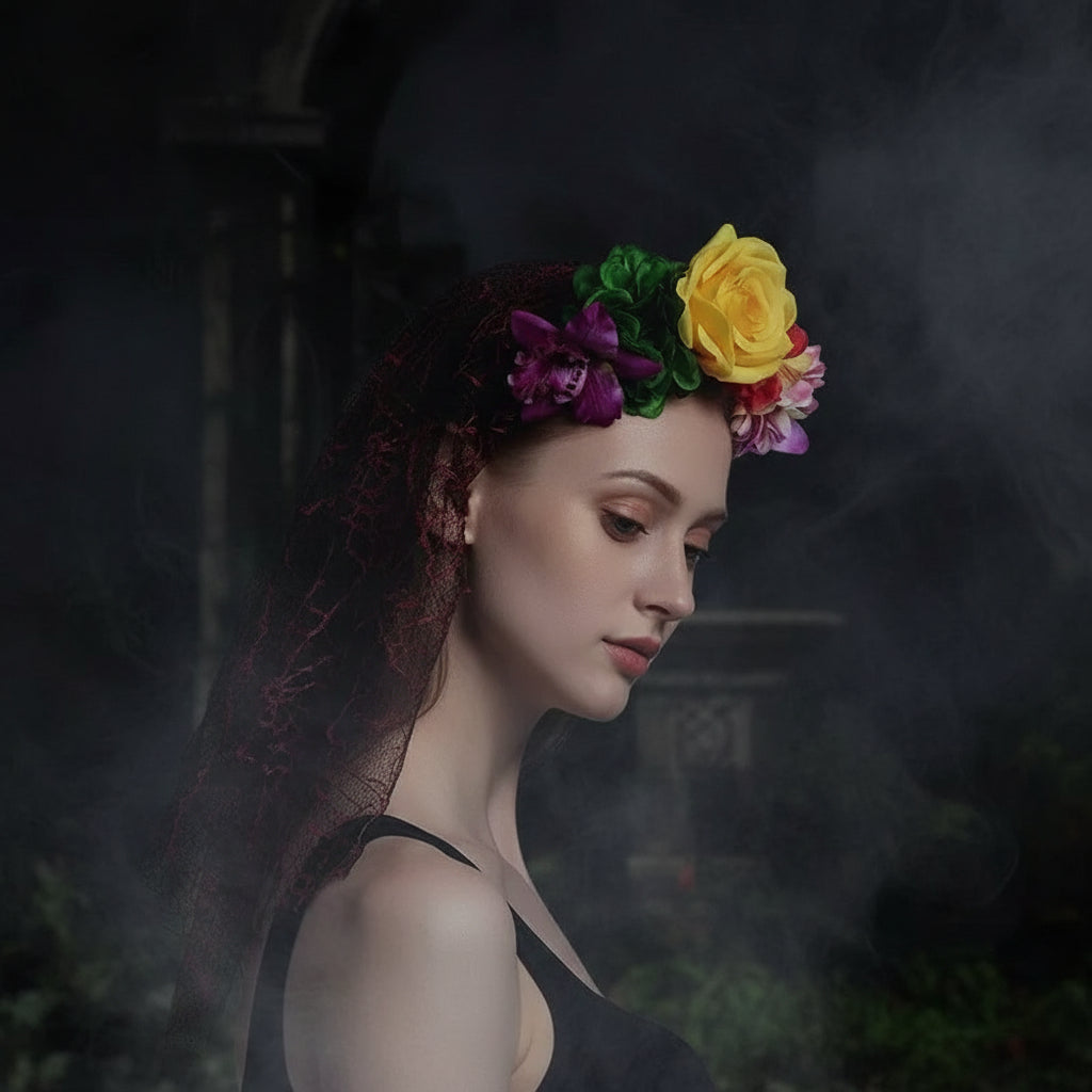 Rose Floral Headband for Day of the Dead Celebration Sorceress Sanctuary