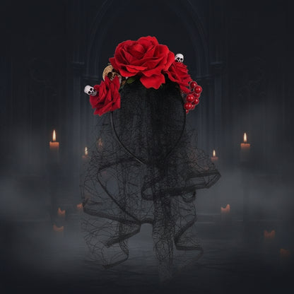 Rose Floral Headband for Day of the Dead Celebration Sorceress Sanctuary
