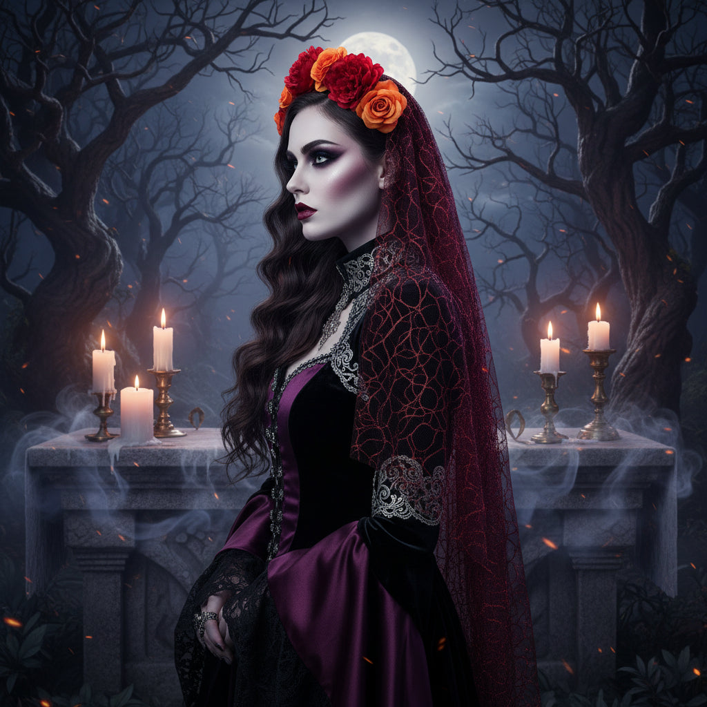 Rose Floral Headband for Day of the Dead Celebration Sorceress Sanctuary