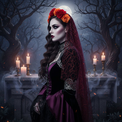 Rose Floral Headband for Day of the Dead Celebration Sorceress Sanctuary