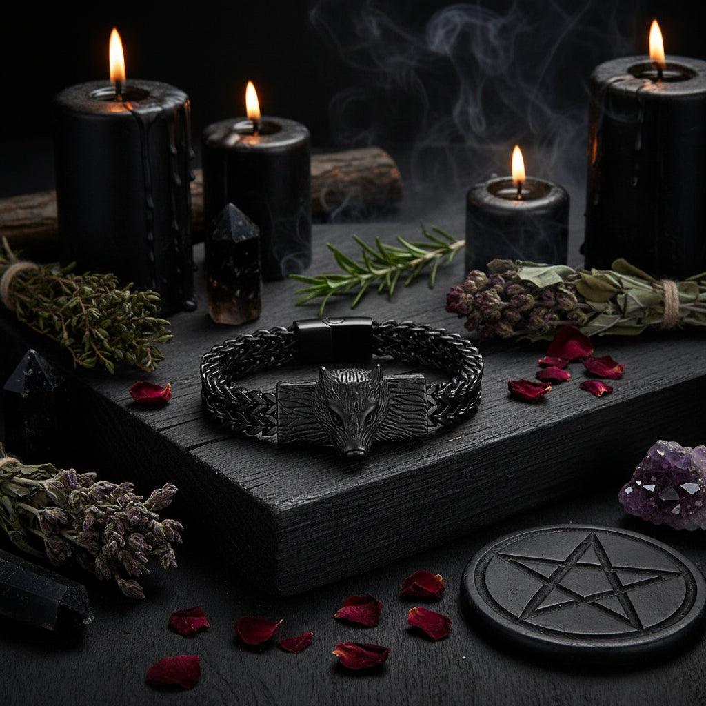 Titanium Steel Wolf Head Bracelet for Men Sorceress Sanctuary