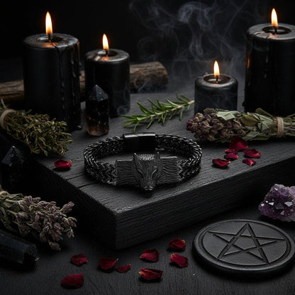Titanium Steel Wolf Head Bracelet for Men Sorceress Sanctuary