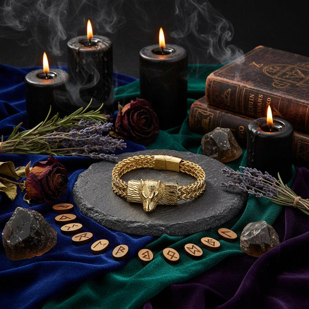 Titanium Steel Wolf Head Bracelet for Men Sorceress Sanctuary