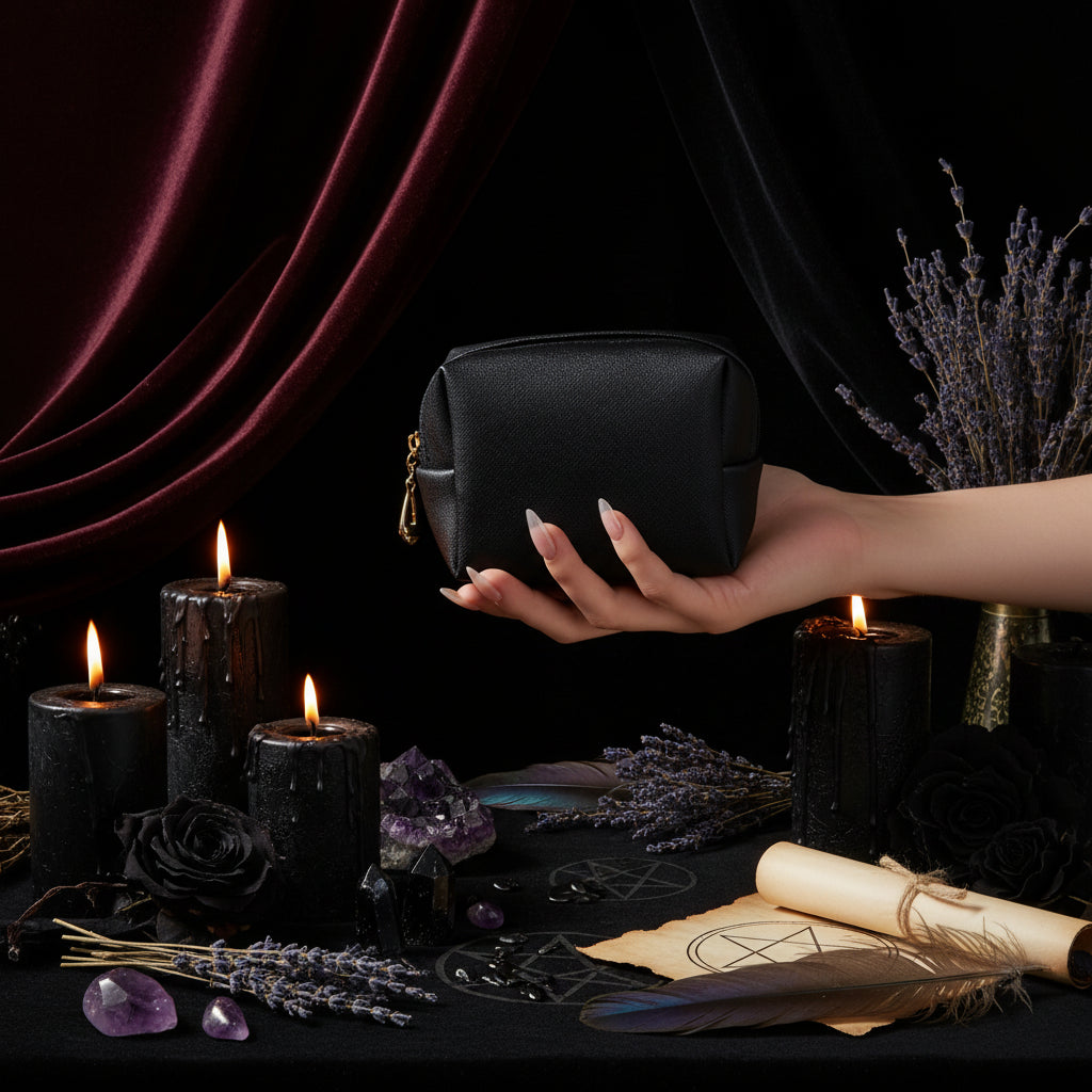 Elegant Mini PU Shell Makeup Bag and Organizer Pouch Sorceress Sanctuary