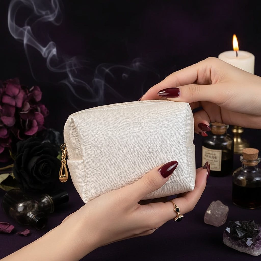 Elegant Mini PU Shell Makeup Bag and Organizer Pouch Sorceress Sanctuary
