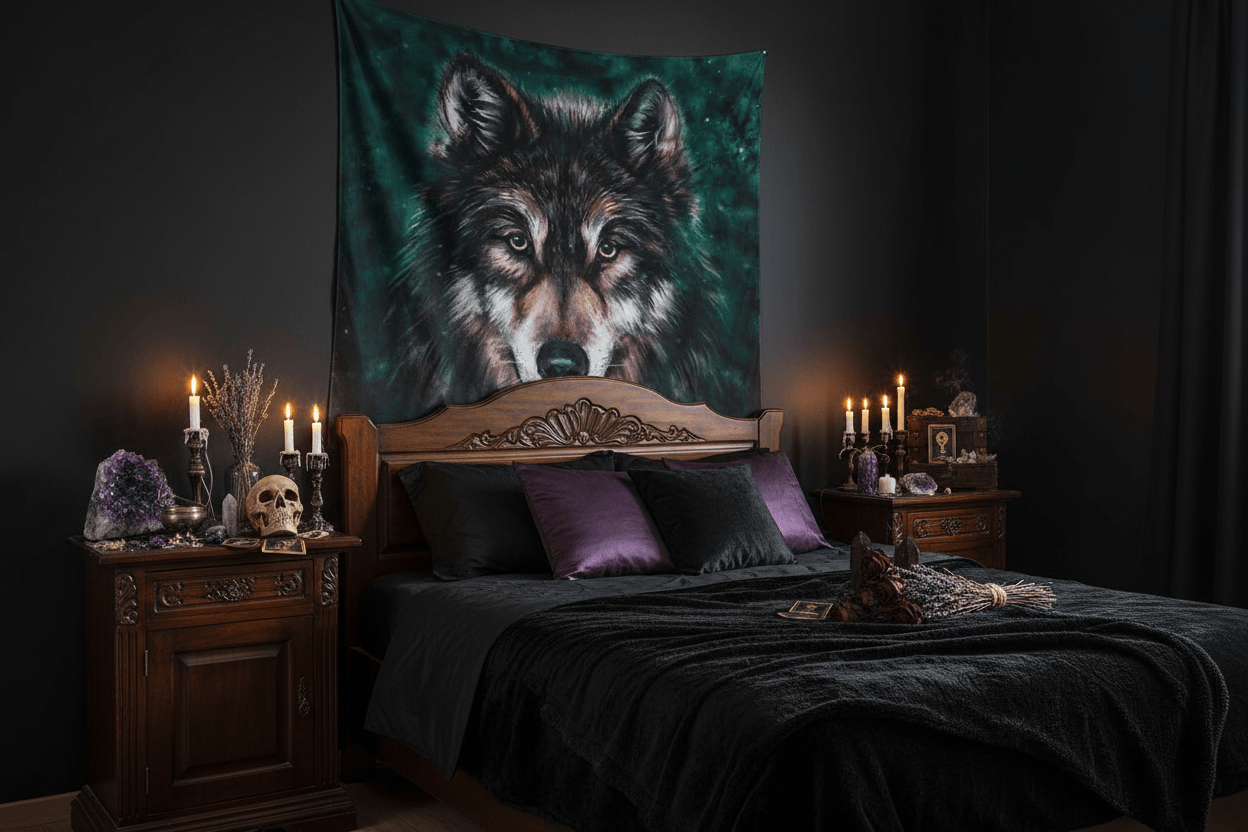 Moonveil Wolf Tapestry Sorceress Sanctuary
