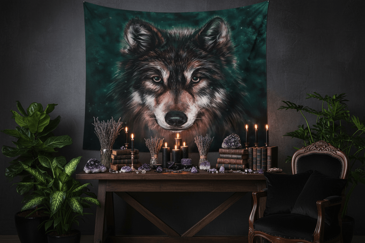 Moonveil Wolf Tapestry Sorceress Sanctuary