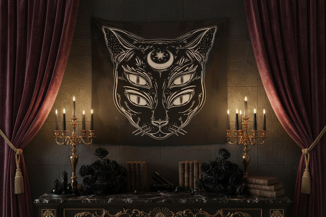 Moonwhisper Cat Tapestry Sorceress Sanctuary