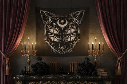 Moonwhisper Cat Tapestry Sorceress Sanctuary