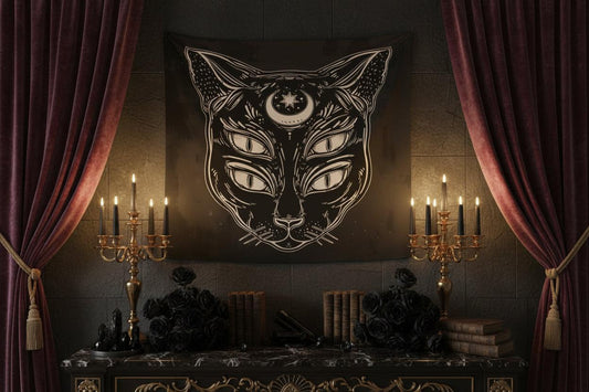 Moonwhisper Cat Tapestry Sorceress Sanctuary