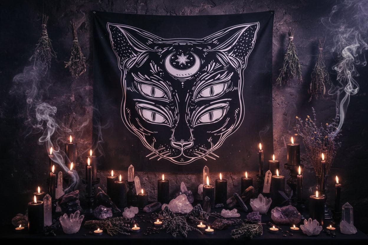 Moonwhisper Cat Tapestry Sorceress Sanctuary