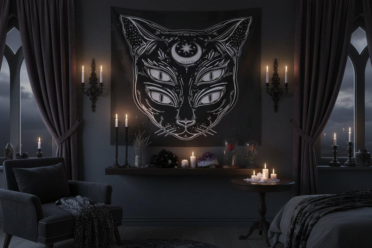 Moonwhisper Cat Tapestry Sorceress Sanctuary