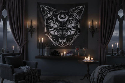Moonwhisper Cat Tapestry Sorceress Sanctuary