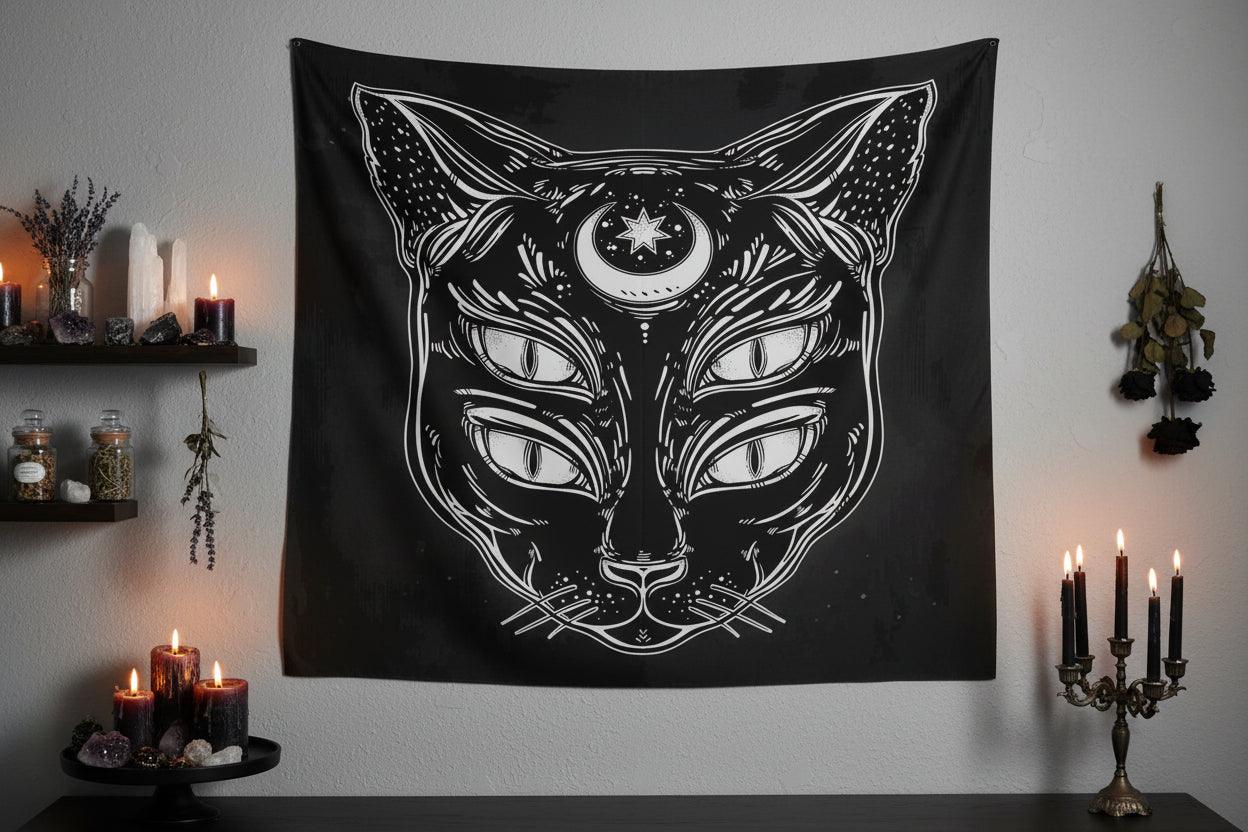 Moonwhisper Cat Tapestry Sorceress Sanctuary
