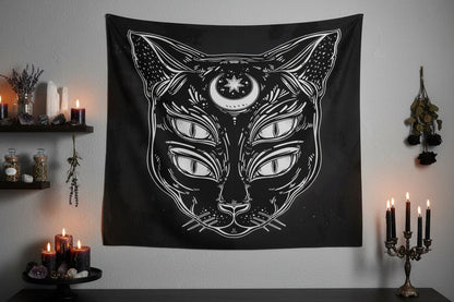 Moonwhisper Cat Tapestry Sorceress Sanctuary
