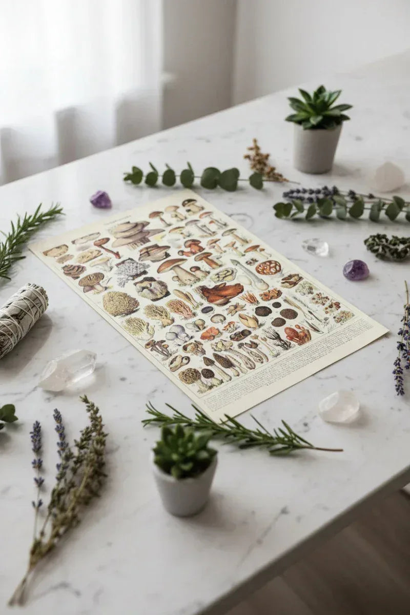 Mushroom Biology Poster - Sorceress Sanctuary 1 (without box) / 13x18cm(5x7in)-1 (without box) / 20x25cm(8x10in)-1 (without box) / 30x40cm(12x16in)-1 (without box) / 40x50cm(16x20in)-1 (without box) / 40x60cm(16x24in)