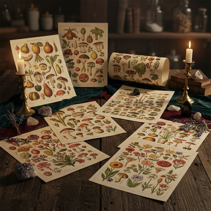Mushroom Biology Poster - Sorceress Sanctuary 1 (without box) / 13x18cm(5x7in)-1 (without box) / 20x25cm(8x10in)-1 (without box) / 30x40cm(12x16in)-1 (without box) / 40x50cm(16x20in)-1 (without box) / 40x60cm(16x24in)