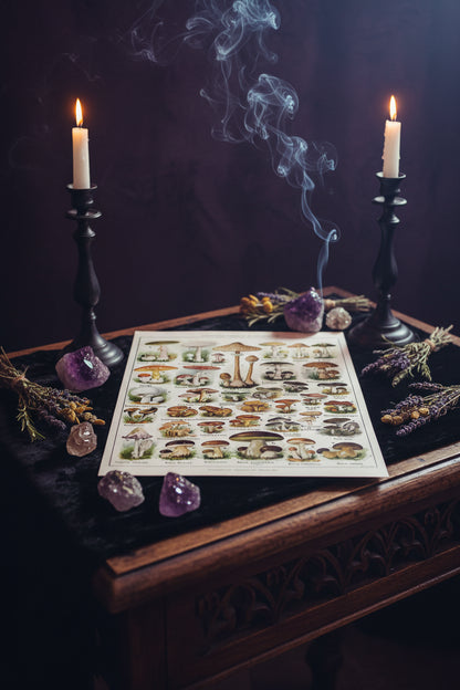 Mushroom Biology Poster - Sorceress Sanctuary 1 (without box) / 13x18cm(5x7in)-1 (without box) / 20x25cm(8x10in)-1 (without box) / 30x40cm(12x16in)-1 (without box) / 40x50cm(16x20in)-1 (without box) / 40x60cm(16x24in)