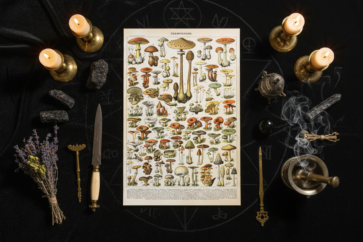 Mushroom Biology Poster - Sorceress Sanctuary 1 (without box) / 13x18cm(5x7in)-1 (without box) / 20x25cm(8x10in)-1 (without box) / 30x40cm(12x16in)-1 (without box) / 40x50cm(16x20in)-1 (without box) / 40x60cm(16x24in)