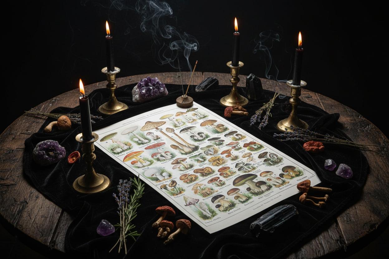 Mushroom Biology Poster - Sorceress Sanctuary 1 (without box) / 13x18cm(5x7in)-1 (without box) / 20x25cm(8x10in)-1 (without box) / 30x40cm(12x16in)-1 (without box) / 40x50cm(16x20in)-1 (without box) / 40x60cm(16x24in)