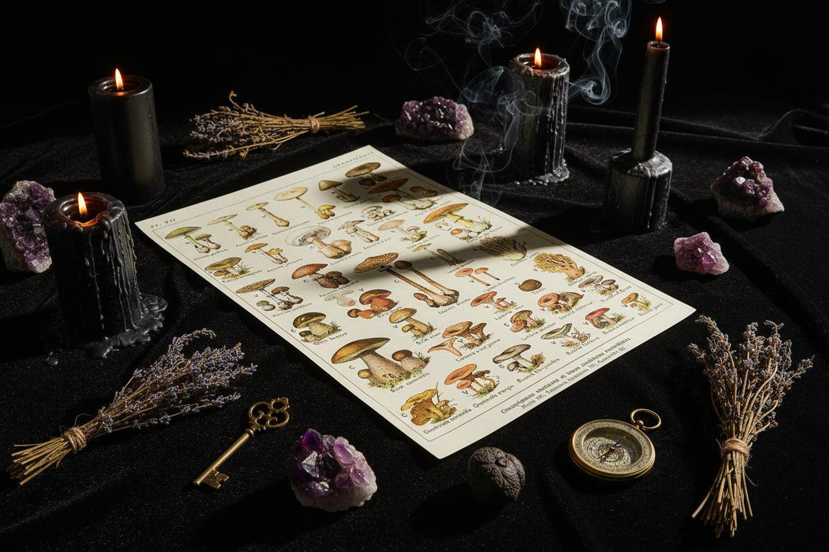 Mushroom Biology Poster - Sorceress Sanctuary 1 (without box) / 13x18cm(5x7in)-1 (without box) / 20x25cm(8x10in)-1 (without box) / 30x40cm(12x16in)-1 (without box) / 40x50cm(16x20in)-1 (without box) / 40x60cm(16x24in)