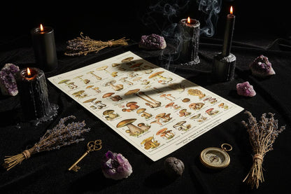 Mushroom Biology Poster - Sorceress Sanctuary 1 (without box) / 13x18cm(5x7in)-1 (without box) / 20x25cm(8x10in)-1 (without box) / 30x40cm(12x16in)-1 (without box) / 40x50cm(16x20in)-1 (without box) / 40x60cm(16x24in)
