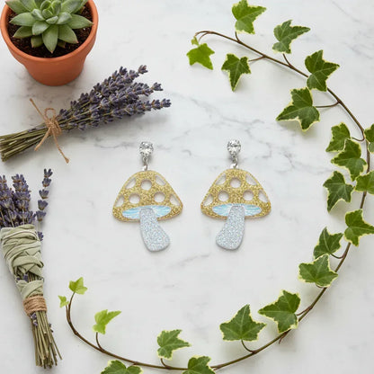 Mushroom Earrings - Sorceress Sanctuary Gold-Silver