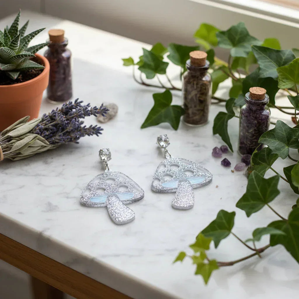 Mushroom Earrings - Sorceress Sanctuary Gold-Silver