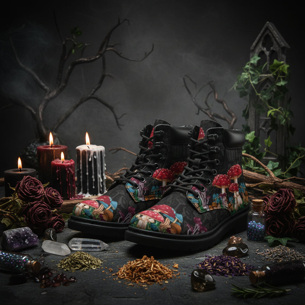 Mushroom Enchanted Boots - Sorceress Sanctuary mushroom pattern / 35-mushroom pattern / 36-mushroom pattern / 37-mushroom pattern / 38-mushroom pattern / 39