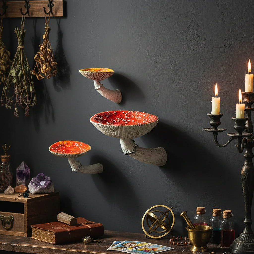 Mushroom Wall Hanging Shelf - Creative Home Organizer Sorceress Sanctuary