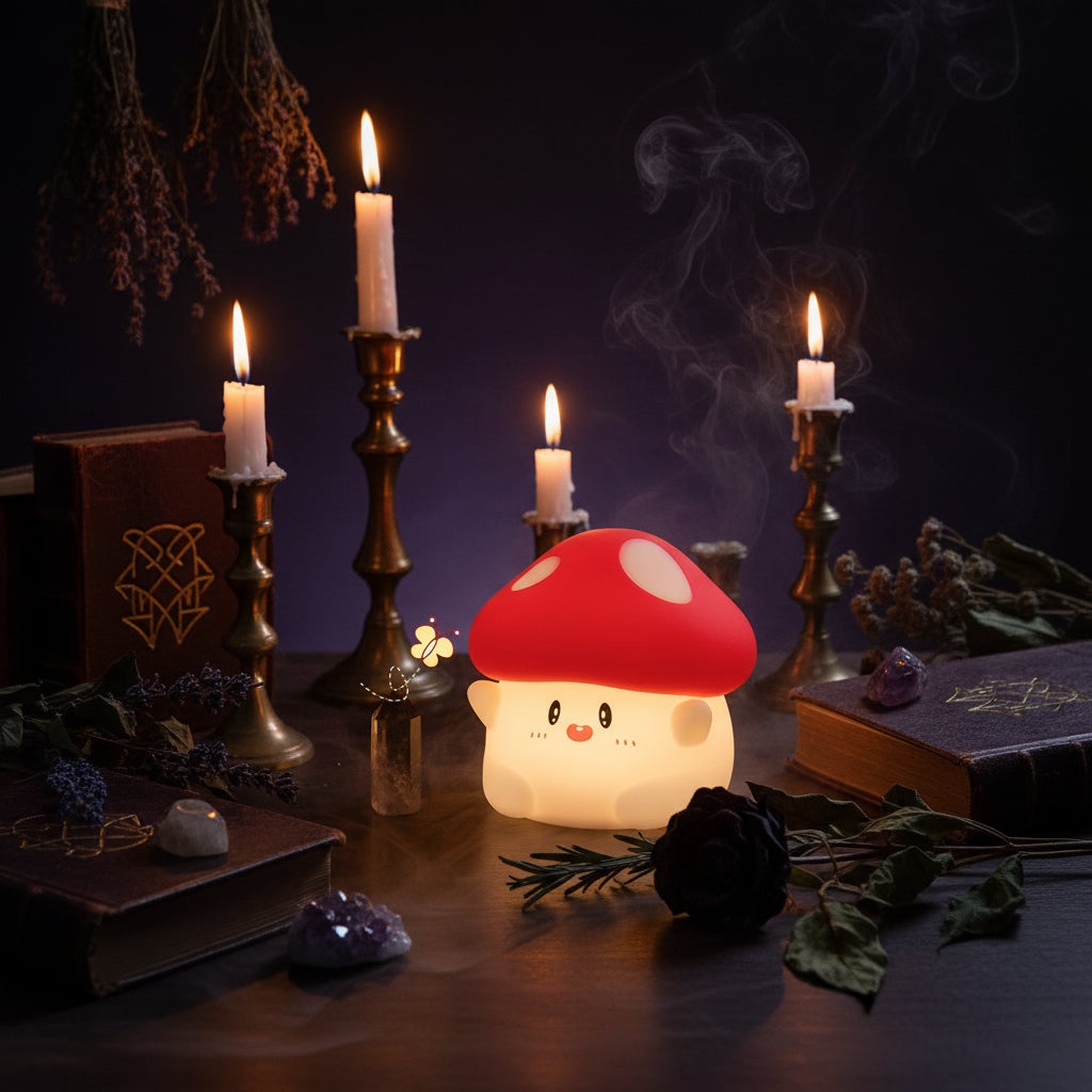 Mushroom Lamp - Sorceress Sanctuary Yellow Light