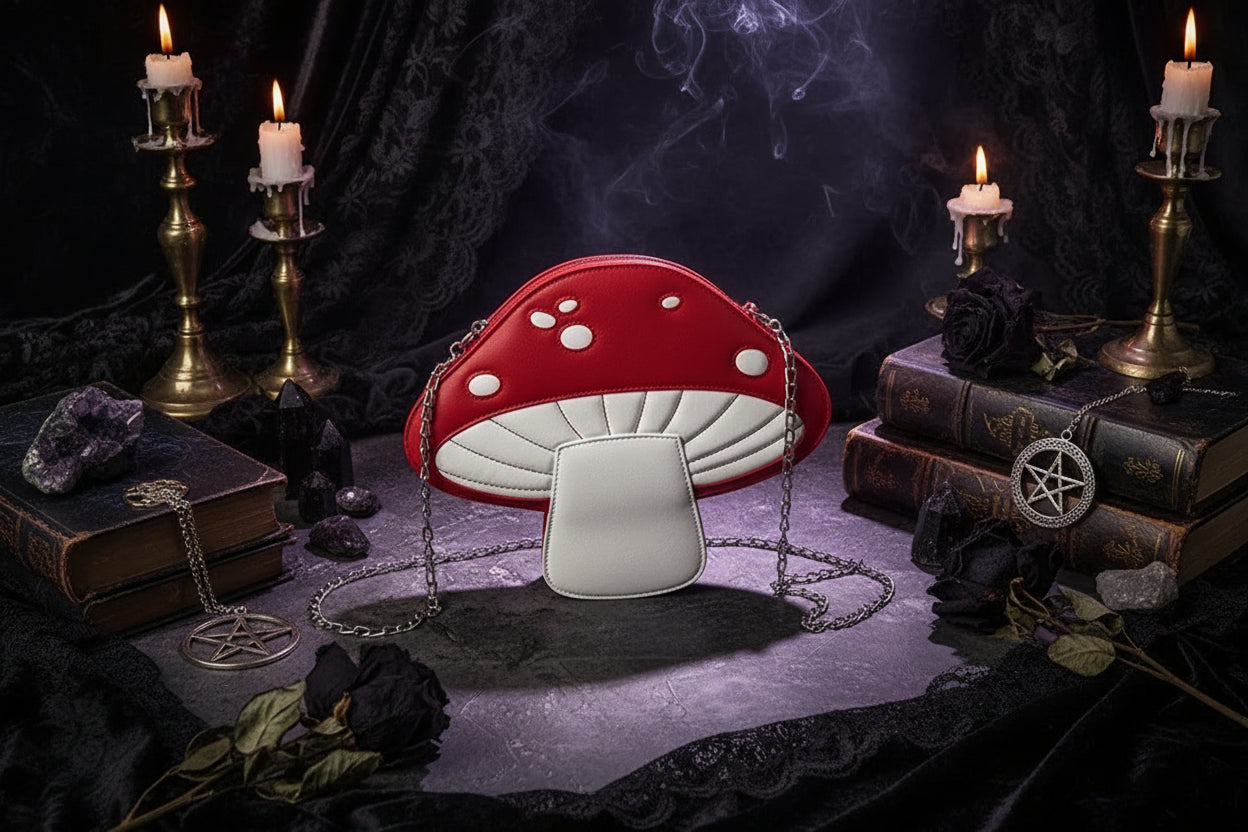 Mushroom Messenger Bag - Sorceress Sanctuary Green-Purple-Red-Pink-Yellow