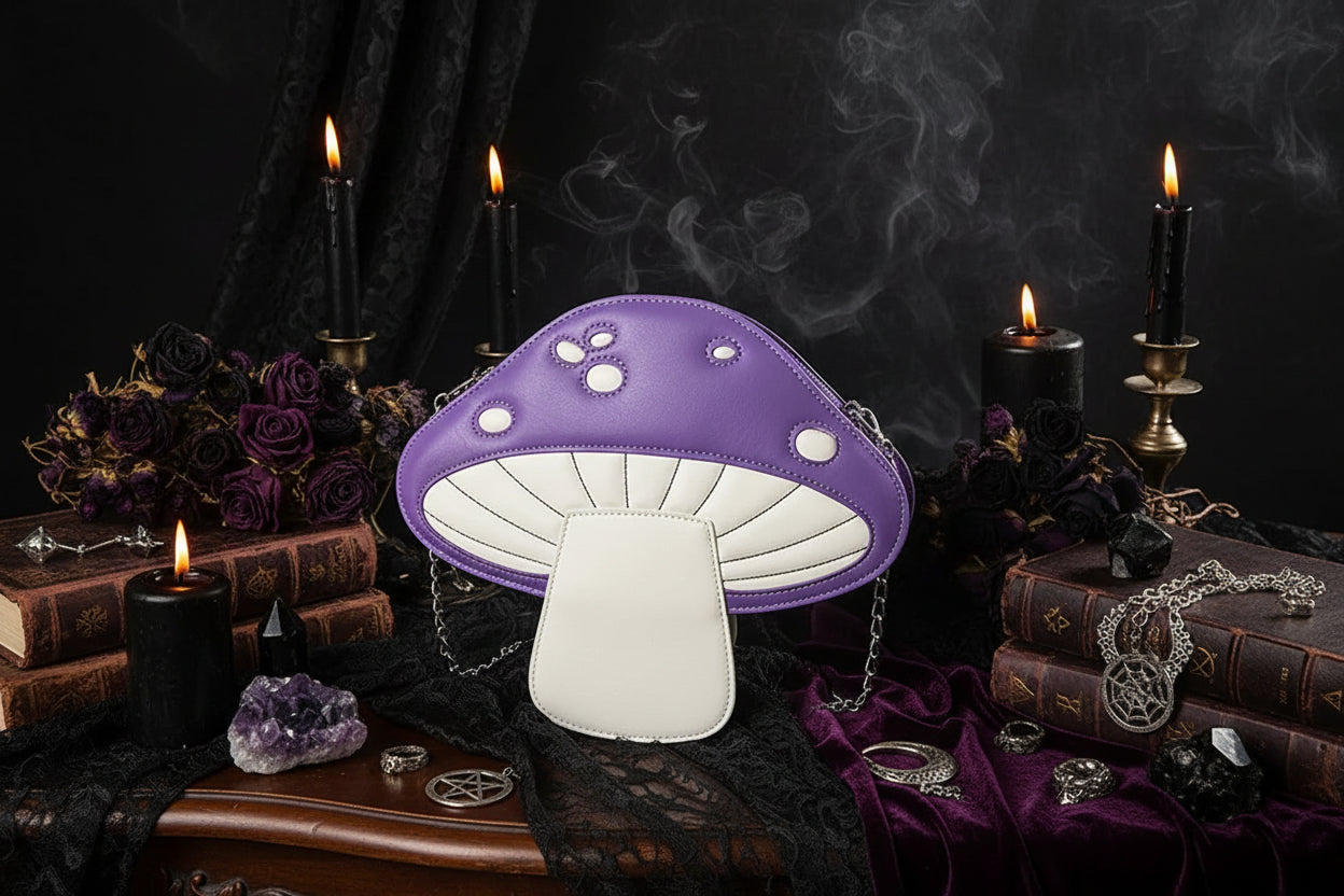 Mushroom Messenger Bag - Sorceress Sanctuary Green-Purple-Red-Pink-Yellow