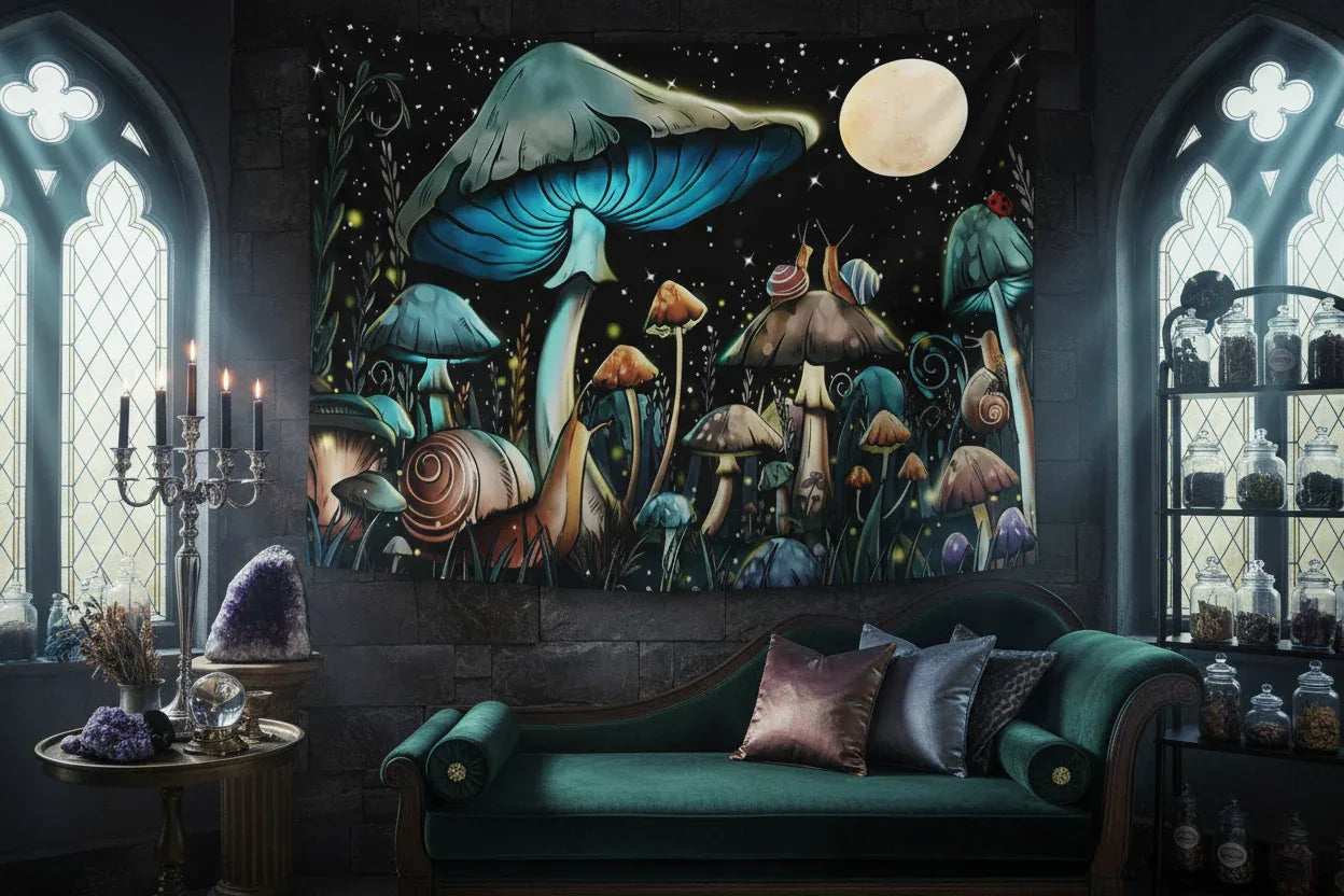 Mushroom & Moon Tapestry - Sorceress Sanctuary 95*73cm-150*100cm-180*150cm-200*150cm