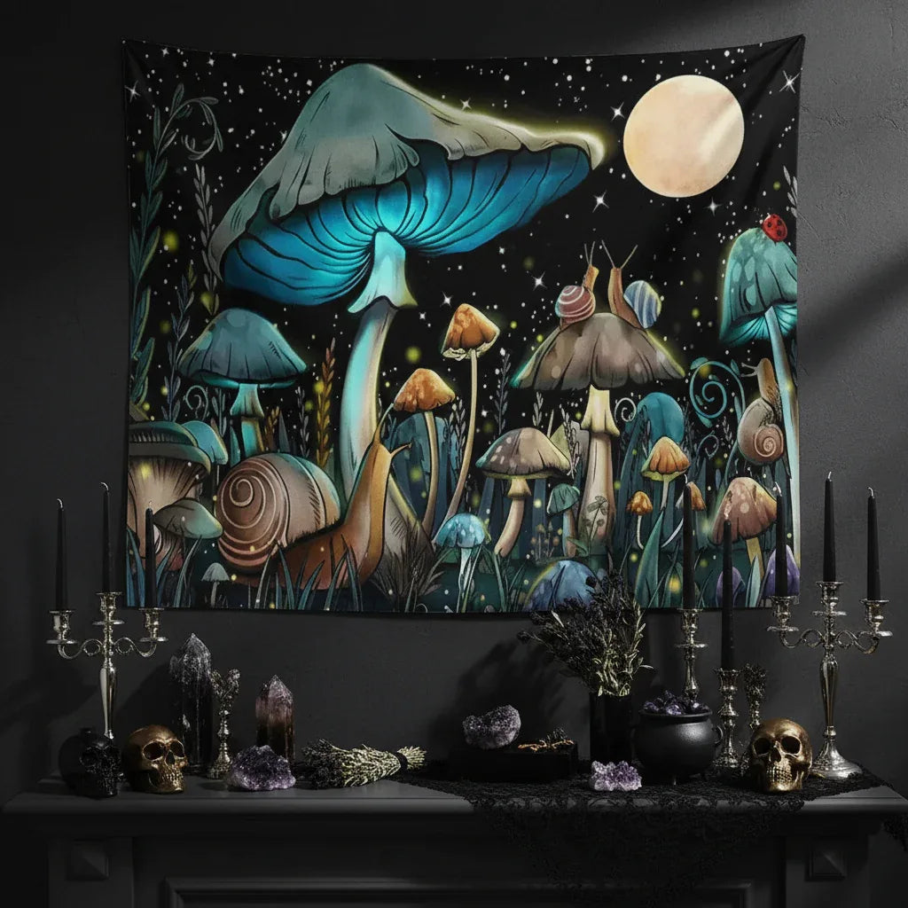Mushroom & Moon Tapestry - Sorceress Sanctuary 95*73cm-150*100cm-180*150cm-200*150cm