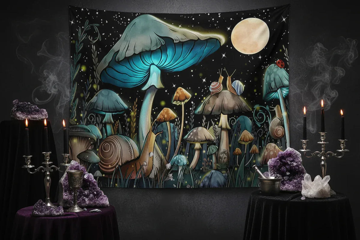 Mushroom & Moon Tapestry - Sorceress Sanctuary 95*73cm-150*100cm-180*150cm-200*150cm