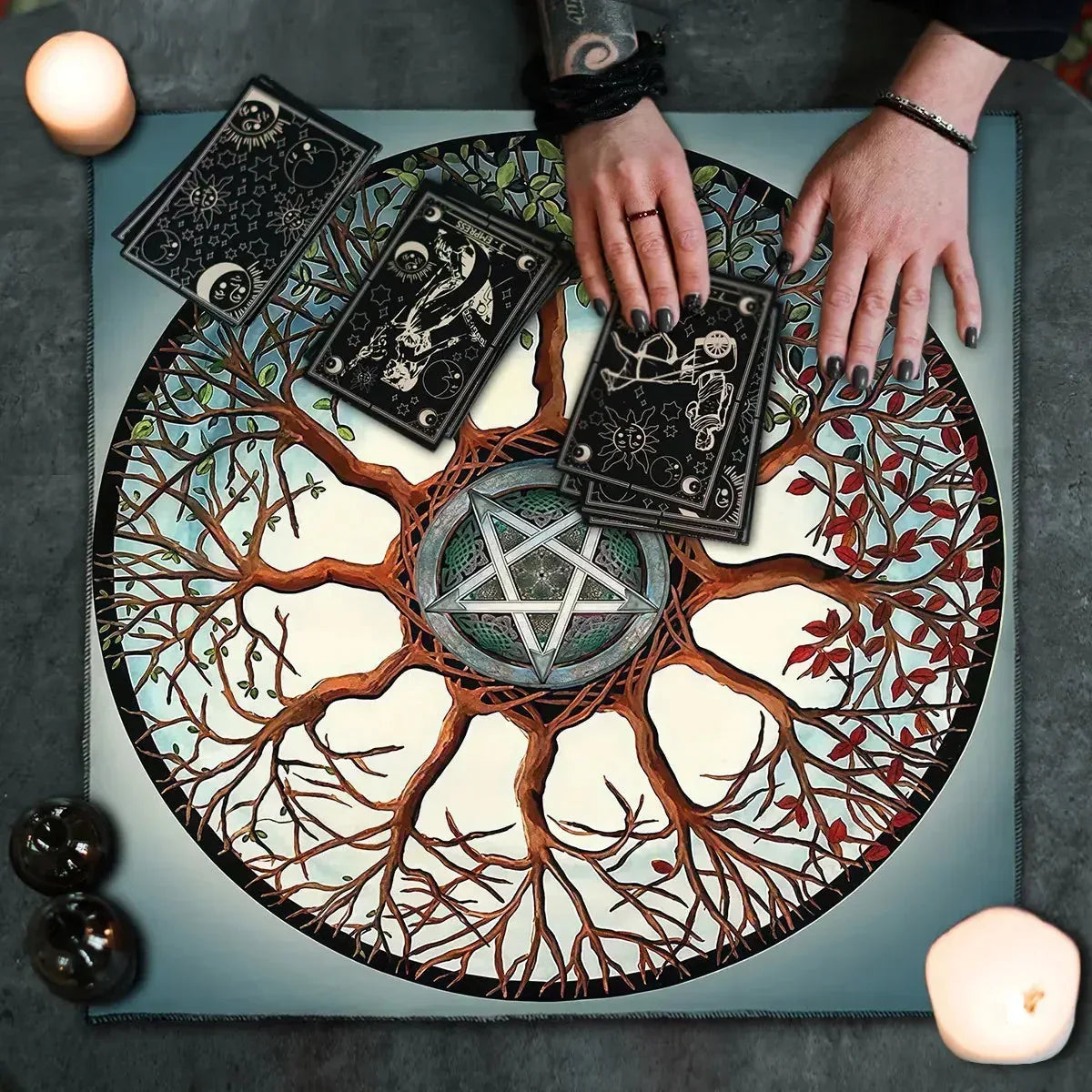 Mystic Alter Cloths - Sorceress Sanctuary Purple Cat Wreath / 50x50cm-Purple Cat Wreath / 75x75cm-Goddess / 50x50cm-Goddess / 75x75cm-Pink Star / 50x50cm