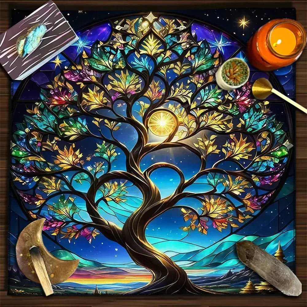 Mystic Alter Cloths - Sorceress Sanctuary Purple Cat Wreath / 50x50cm-Purple Cat Wreath / 75x75cm-Goddess / 50x50cm-Goddess / 75x75cm-Pink Star / 50x50cm