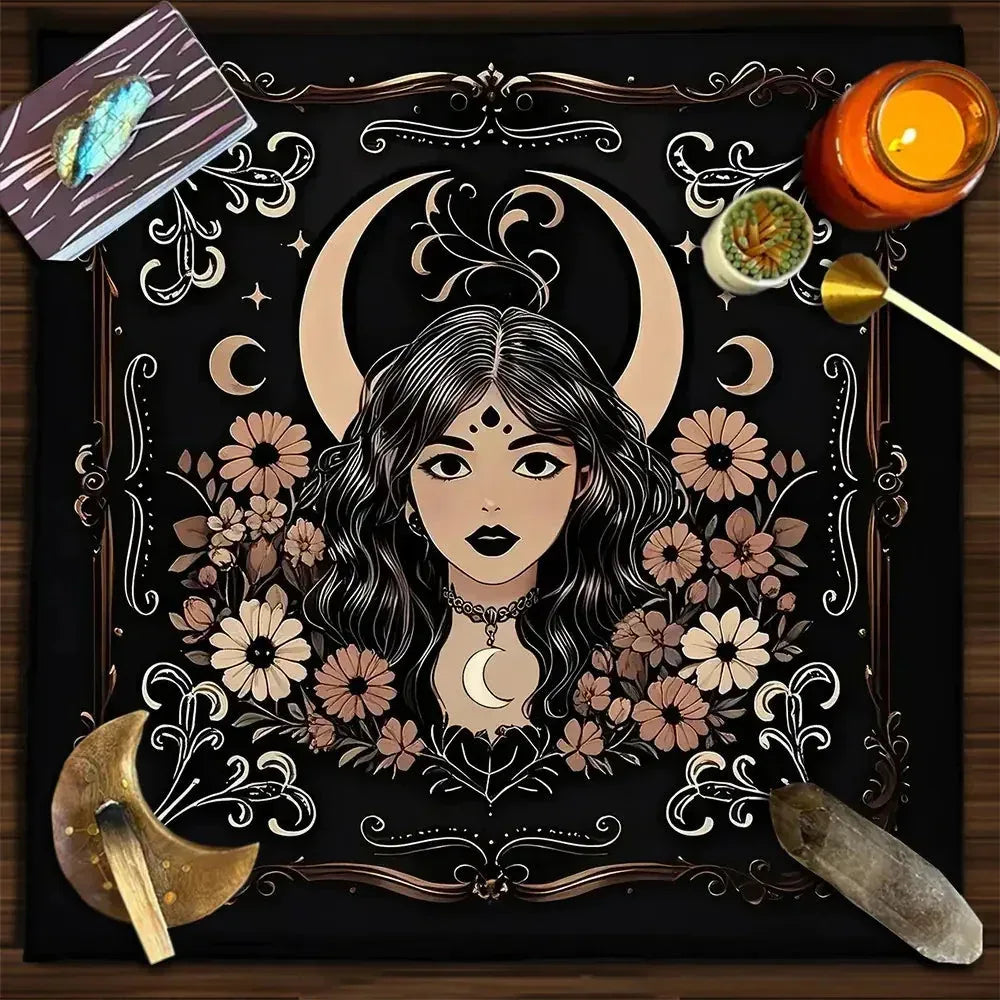Mystic Alter Cloths - Sorceress Sanctuary Purple Cat Wreath / 50x50cm-Purple Cat Wreath / 75x75cm-Goddess / 50x50cm-Goddess / 75x75cm-Pink Star / 50x50cm
