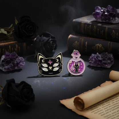 Mystic Cat Brooch - Sorceress Sanctuary XZ8470-XZ8471-XZ8472-XZ8473-XZ8474